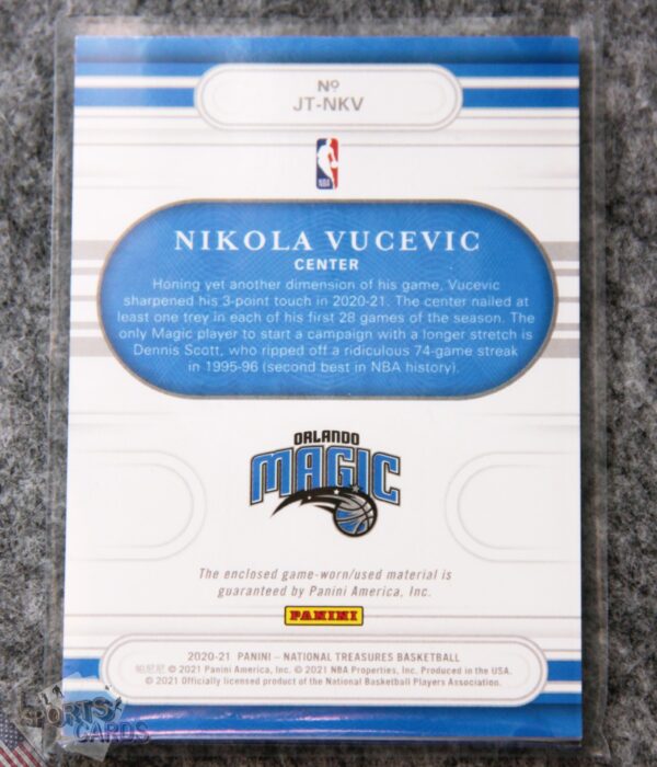 2020-21 Nikola Vucevic #JT-NKV Panini National Treasures Jersey Treasures /99-back