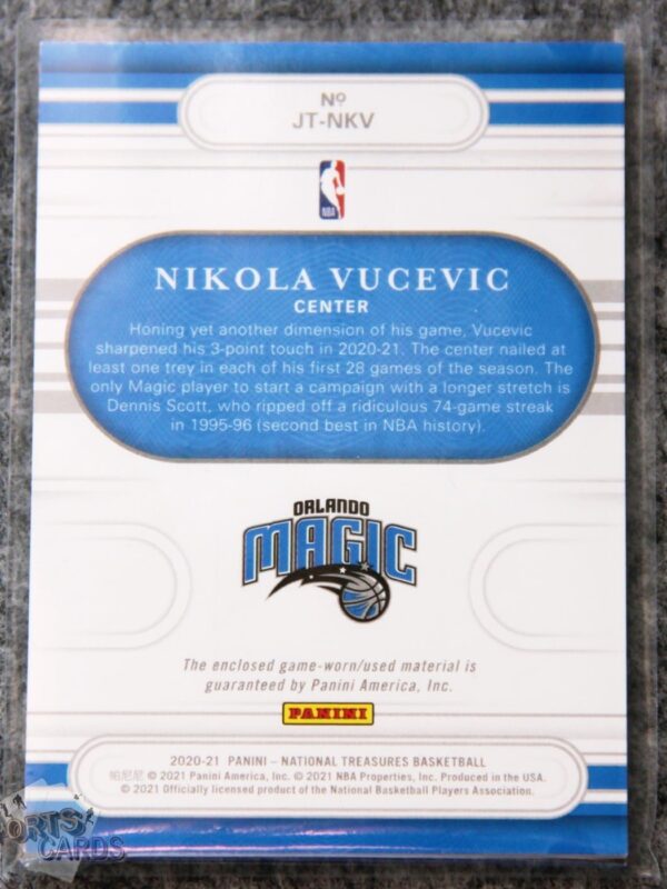 2020-21 Nikola Vucevic #JT-NKV Panini National Treasures Jersey Treasures /99-back