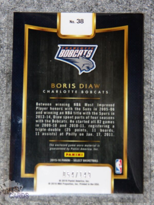 2016-17 Boris Diaw #38 Panini Select Throwback Memorabilia /149-back