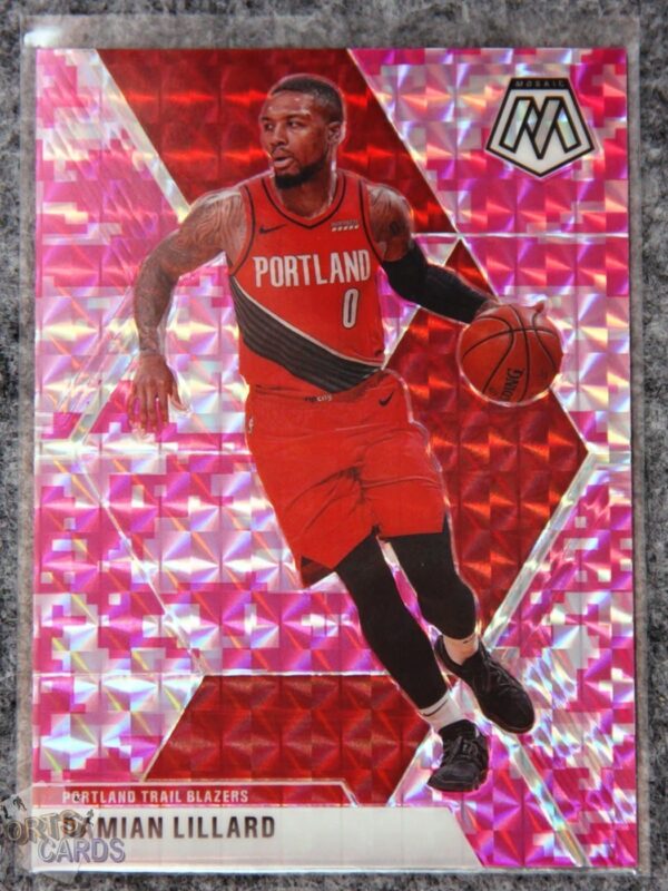 2019-20 Damian Lillard #5 Panini Mosaic Pink Camo Prizm-front