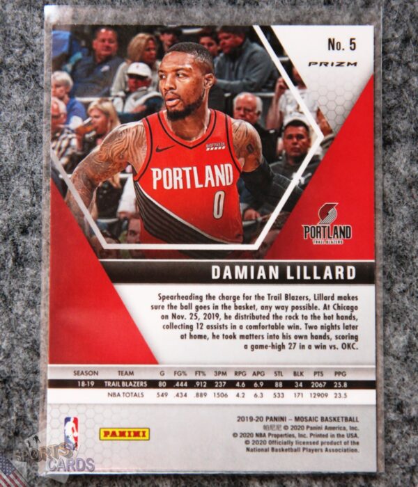 Alternative view of 2019-20 Damian Lillard #5 Panini Mosaic Pink Camo Prizm