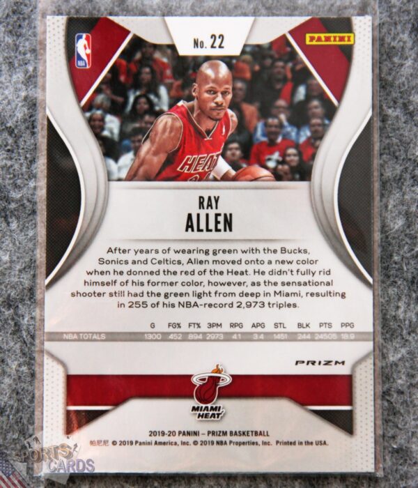 Alternative view of 2019-20 Ray Allen #22 Panini Prizm Red Cracked Ice Prizm