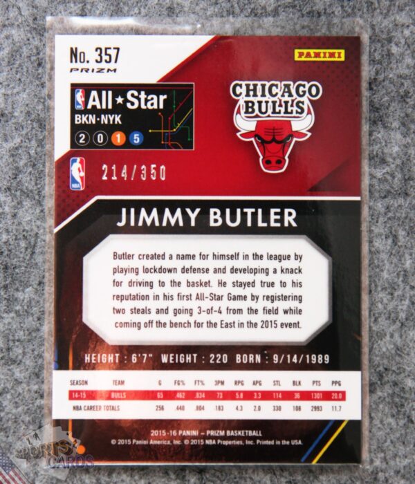 Alternative view of 2015-16 Jimmy Butler #357 Panini Prizm All-Star Team Ruby Wave Prizm /350