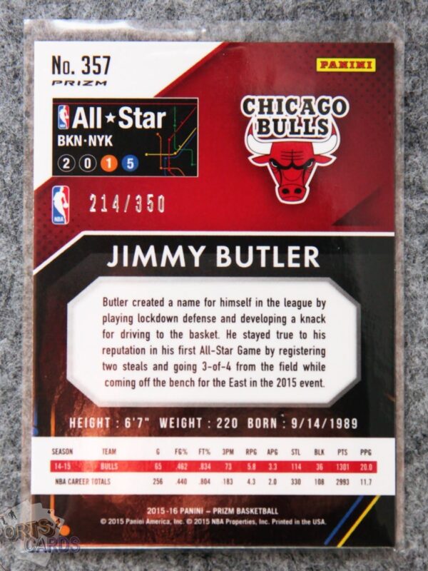 2015-16 Jimmy Butler #357 Panini Prizm All-Star Team Ruby Wave Prizm /350-back