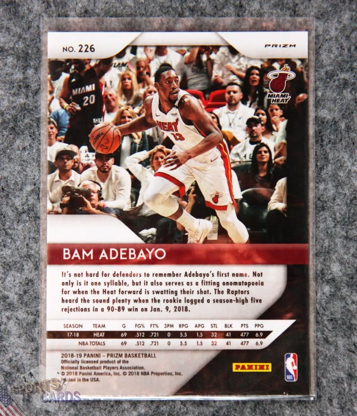 2018-19 Bam AdeBayo #226 Panini Prizm Red White & Blue Prizm-back