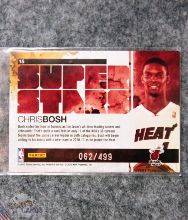 Alternative view of 2010-11 Chris Bosh #15 Panini Rookie & Stars Superstars /499