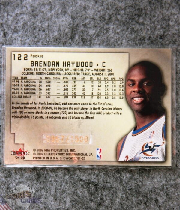 Alternative view of 2001-02 Brendan Haywood #122 Fleer Showcase Rookie /1500