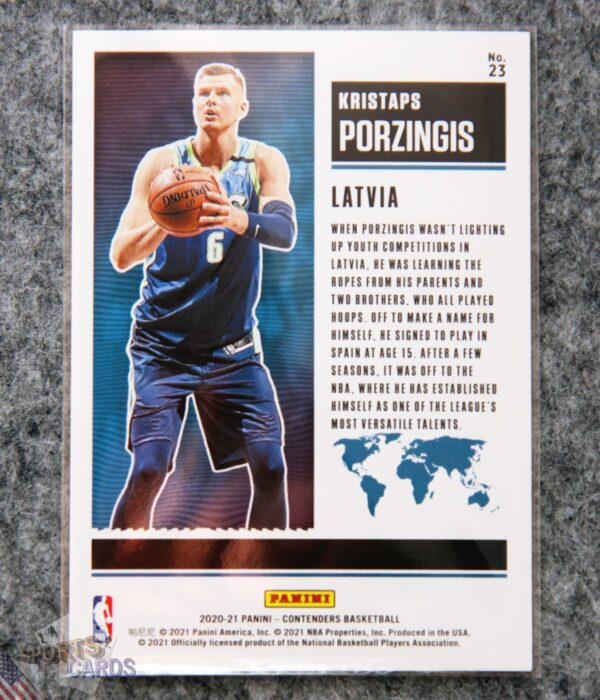 Alternative view of 2020-21 Kristaps Porzingis #23 Panini Contenders International Ticket