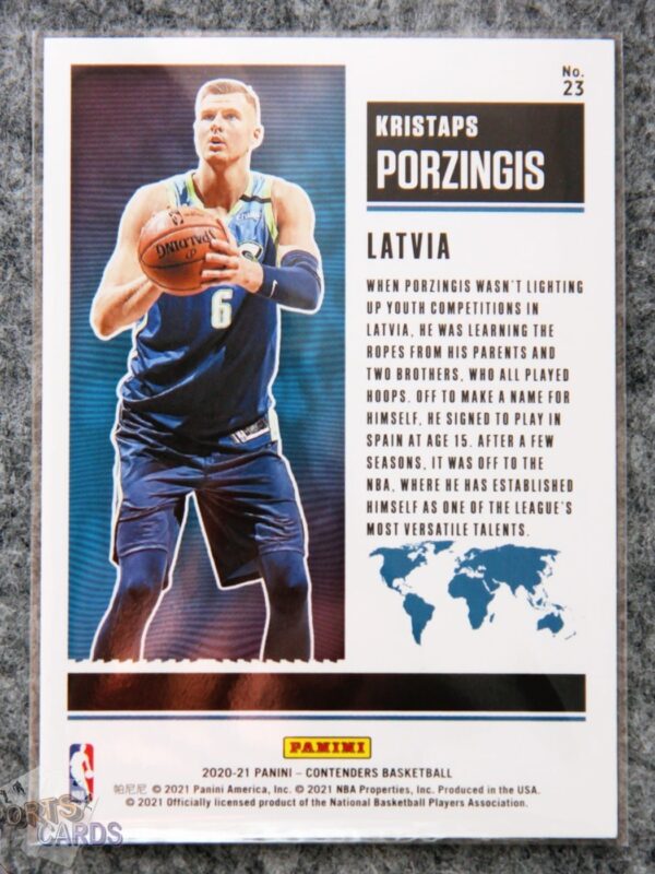 2020-21 Kristaps Porzingis #23 Panini Contenders International Ticket-back