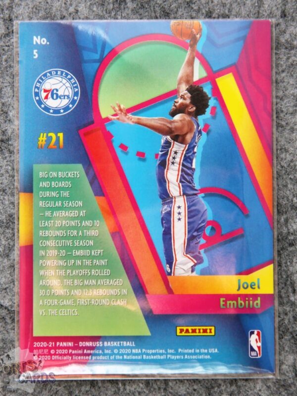 Alternative view of 2020-21 Joel Embiid #5 Panini Donruss Power in the Paint
