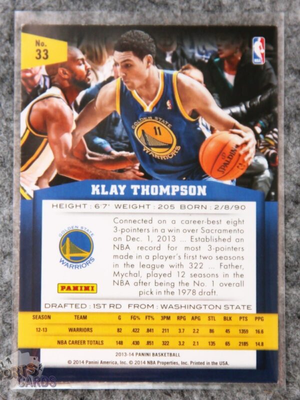 Alternative view of 2013-14 Klay Thompson #33 Panini