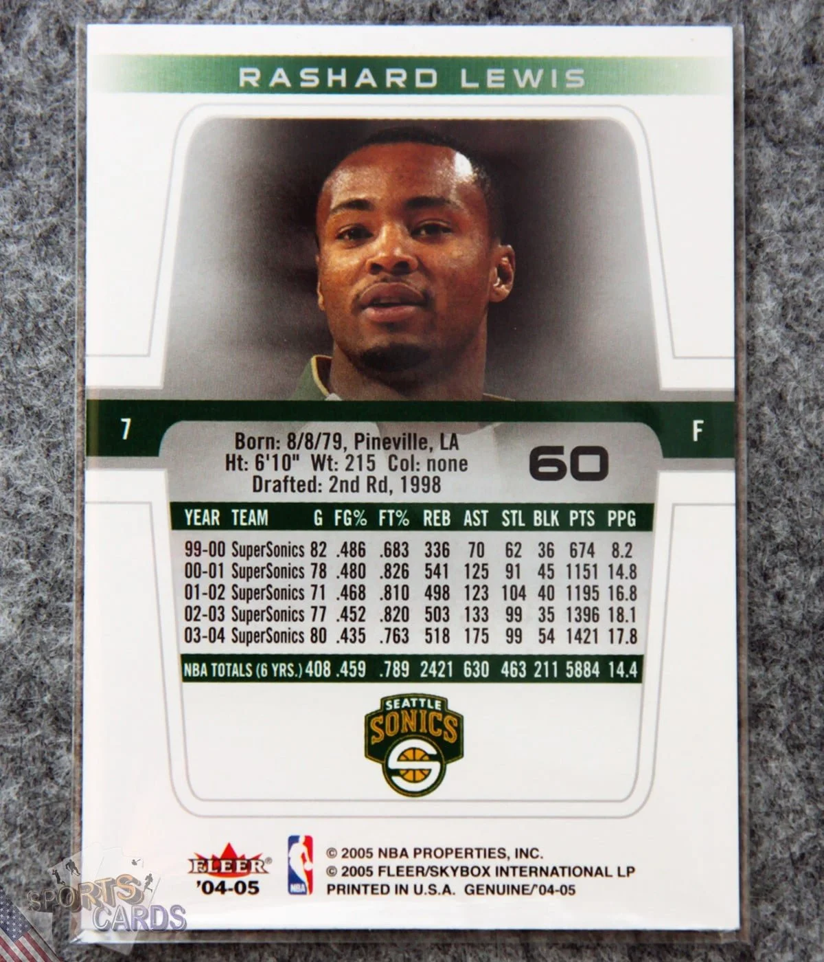 2004-05 Rashard Lewis #60 Fleer Genuine-back