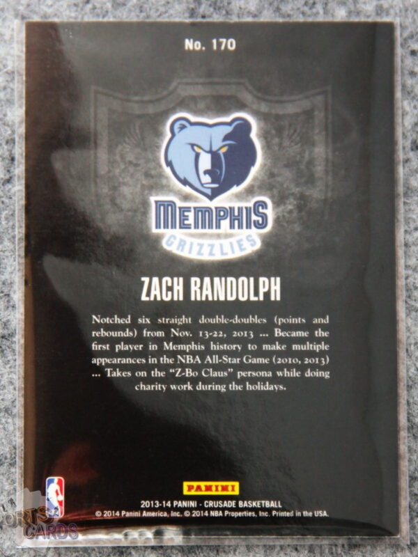 2013-14 Zach Randolph #170 Panini Crusade Blue-back