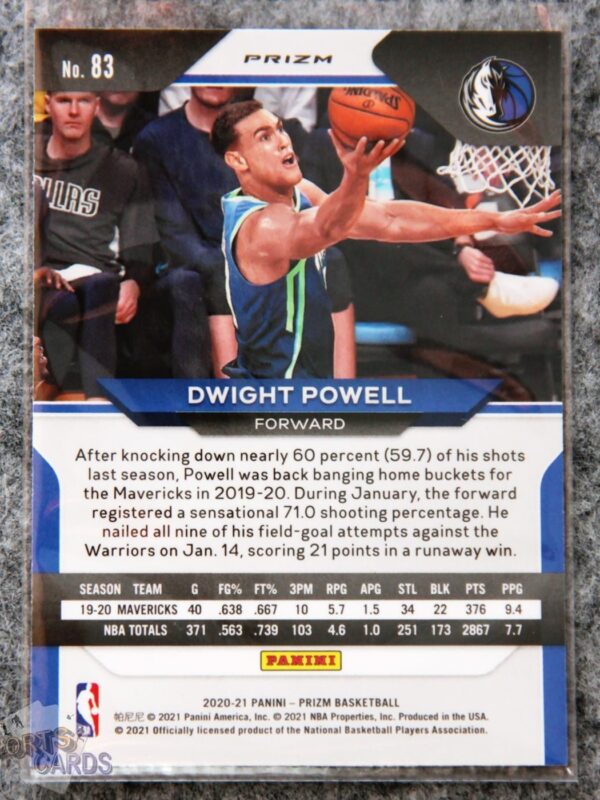 Alternative view of 2020-21 Dwight Powell #83 Panini Prizm Red Ice Prizm