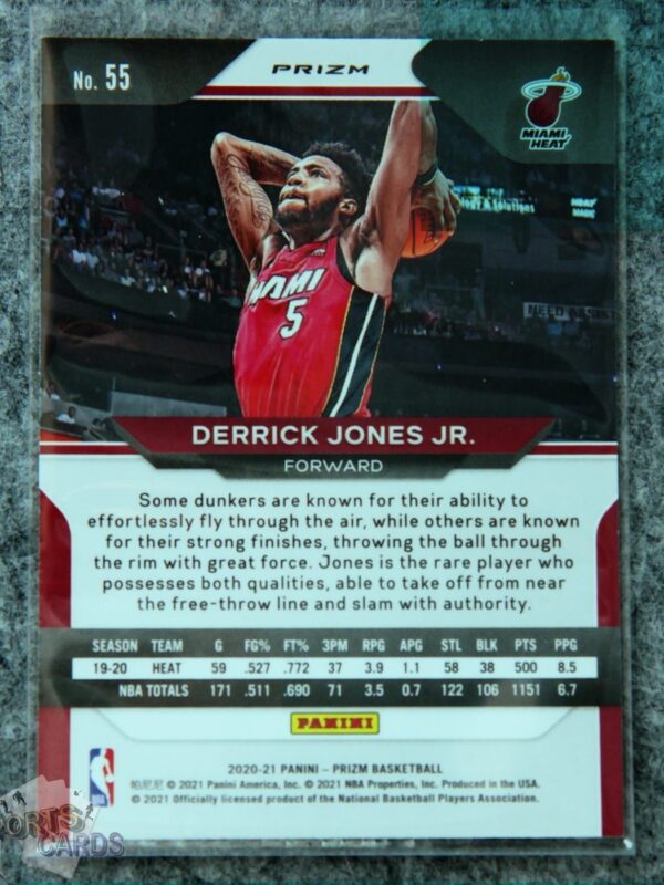 2020-21 Derrick Jones Jr. #55 Panini Prizm Red Ice Prizm-back