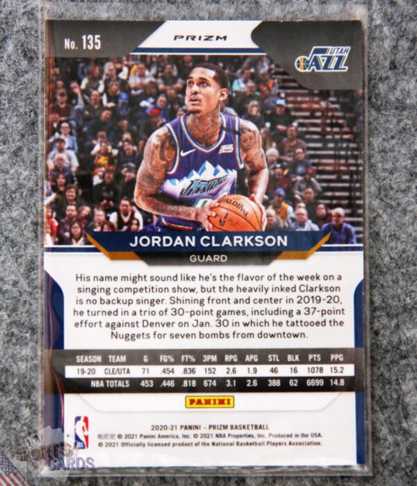 2020-21 Jordan Clarkson #135 Panini Prizm Red Ice Prizm-back