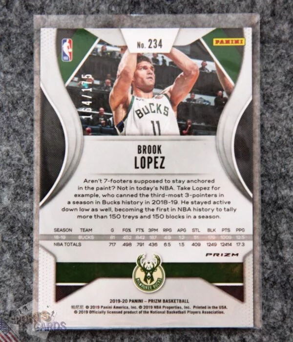 2019-20 Brook Lopez #234 Panini Prizm Fast Break Blue Prizms-back