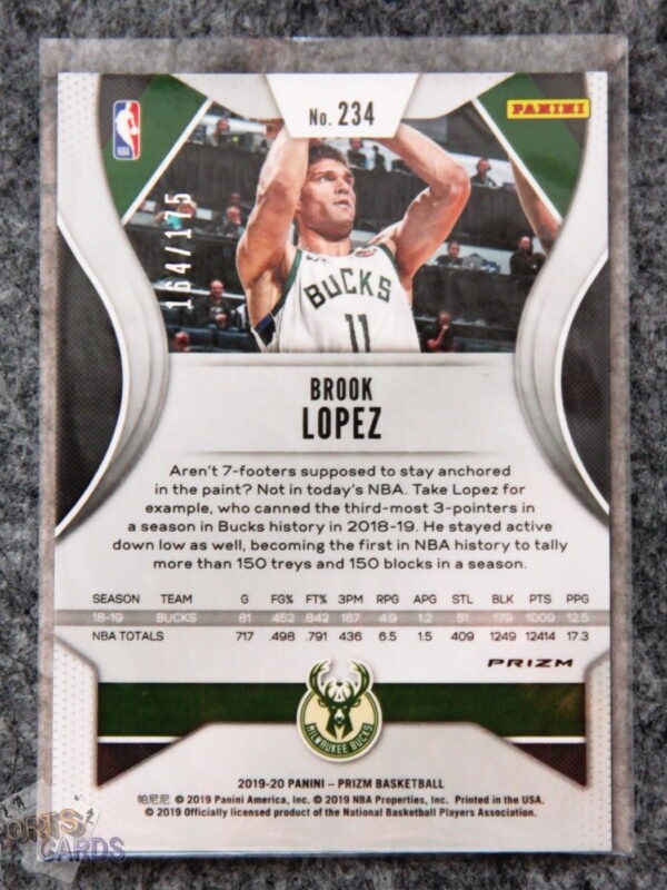 2019-20 Brook Lopez #234 Panini Prizm Fast Break Blue Prizms-back