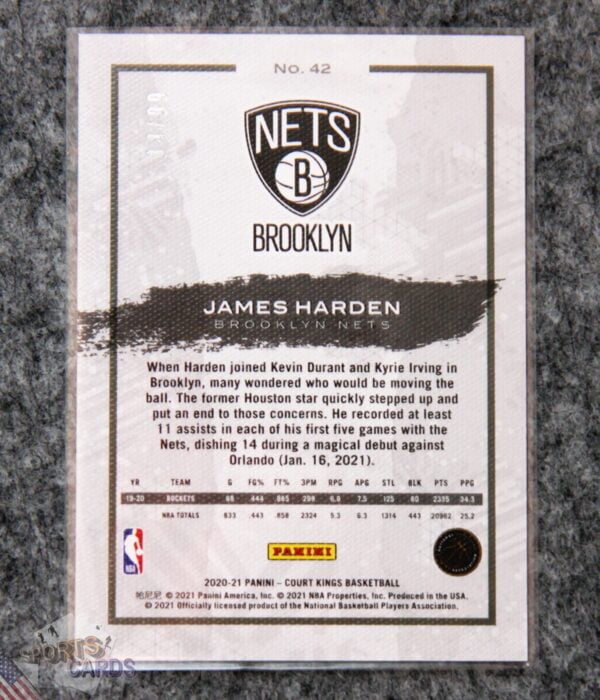 Alternative view of 2020-21 James Harden #42 Panini Court Kings Pink /99