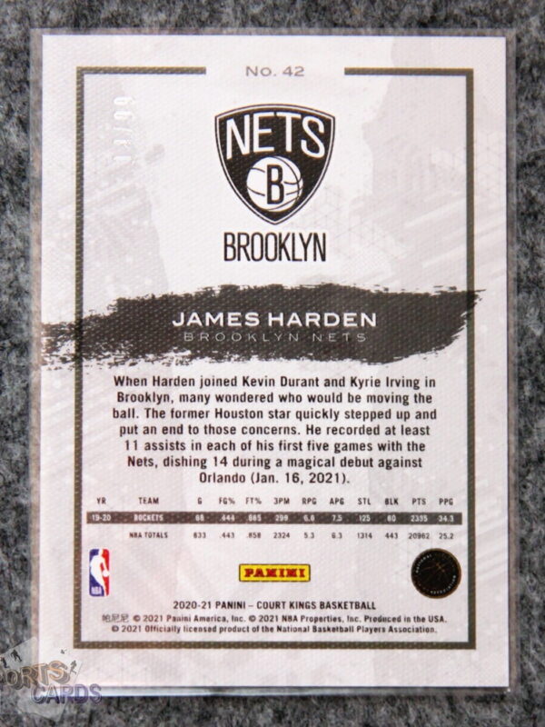 2020-21 James Harden #42 Panini Court Kings Pink /99-back
