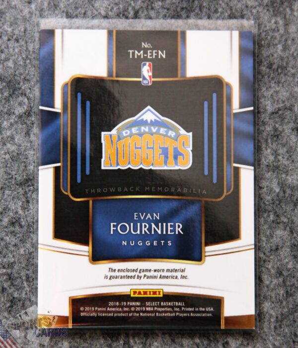 Alternative view of 2018-19 Evan Fournier #TM-EFN Panini Select Throwback Memorabilia