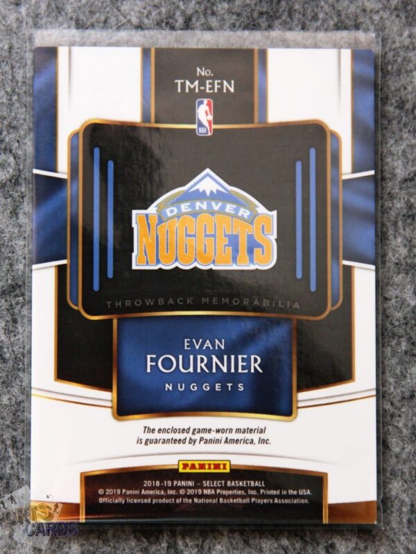 Alternative view of 2018-19 Evan Fournier #TM-EFN Panini Select Throwback Memorabilia