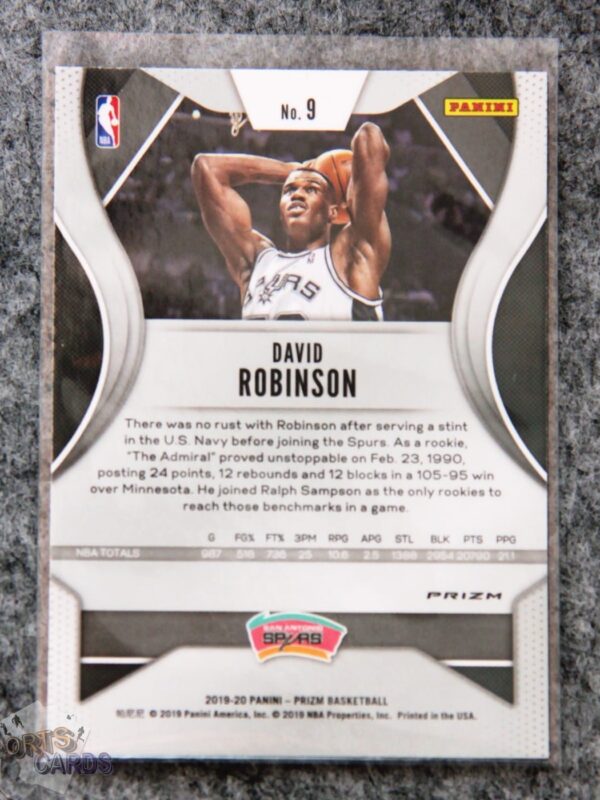 2019-20 David Robinson #9 Panini Prizm Pink Ice Prizm-back