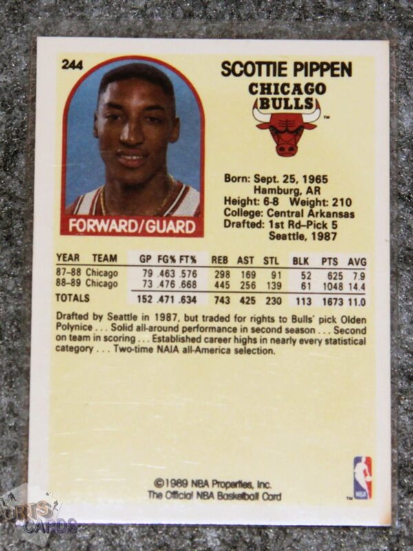 Alternative view of 1989-90 Scottie Pippen #244 NBA Hoops