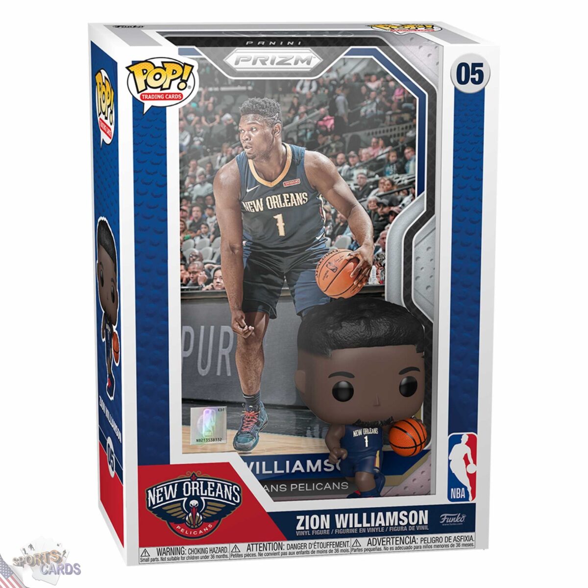 Funko POP! Zion Williamson #05 New Orleans Pelicans NBA Panini Prizm Card + Vinyl Figure-front