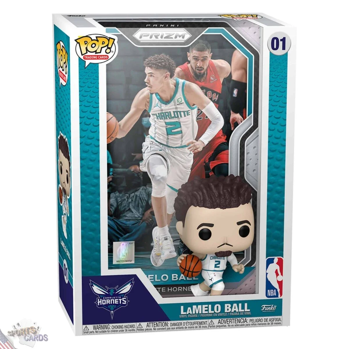 Funko POP! LaMelo Ball #01 Charlotte Hornets NBA Panini Prizm Card + Vinyl Figure-front