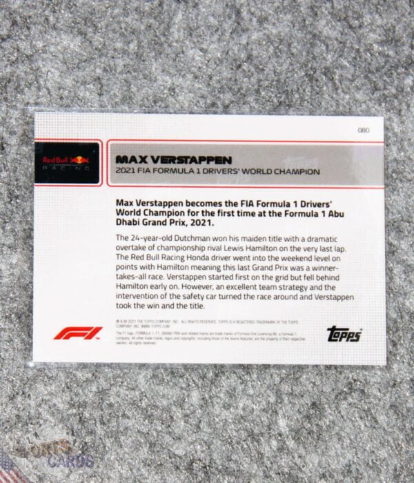 Alternative view of 2021 Max Verstappen #80 Topps Now Formule 1 Drivers World Champion