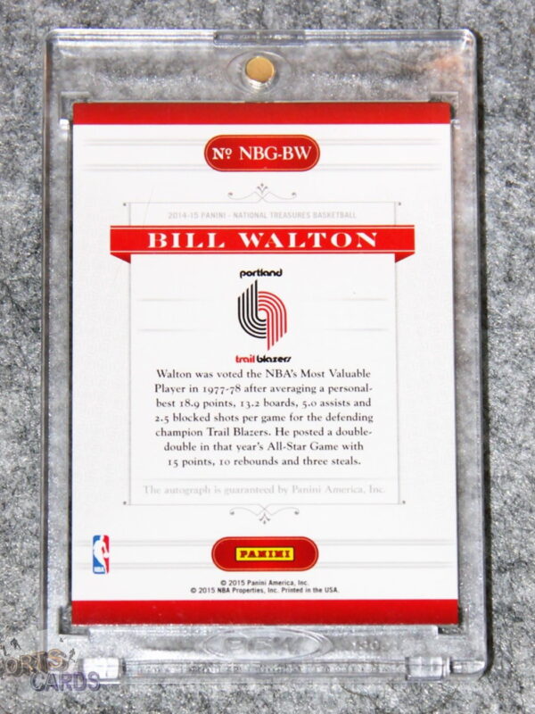 2014-15 Bill Walton #NBG-BW Panini National Treasures Greats /75-back