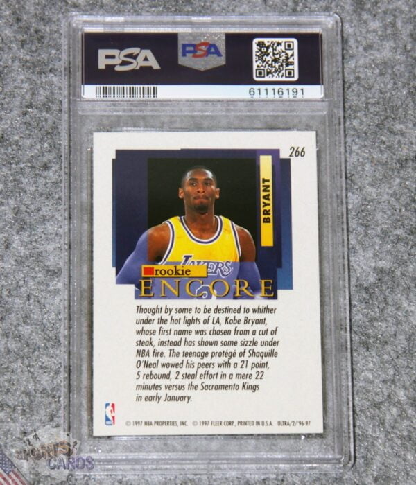 1996-97 Kobe Bryant #266 Fleer Ultra Rookie Encore RC PSA 9 MINT-back