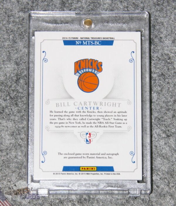 Alternative view of 2014-15 Bill Cartwright #MTSBC Panini National Treasures Material Signatures Prime /25