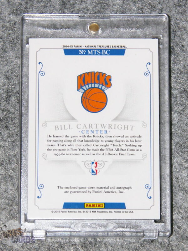 2014-15 Bill Cartwright #MTSBC Panini National Treasures Material Signatures Prime /25-back
