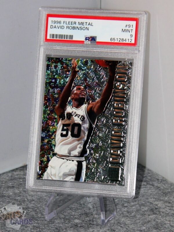 1996-97 David Robinson #91 Fleer Metal PSA 9 MINT POP 7 - Afbeelding 3
