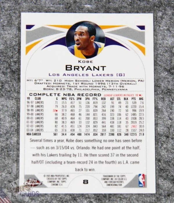 2004-05 Kobe Bryant #8 Topps Chrome-back