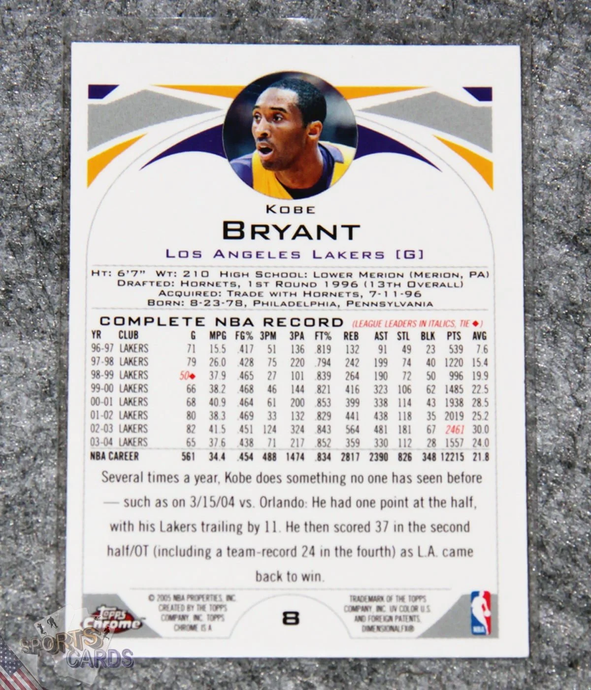 2004-05 Kobe Bryant #8 Topps Chrome-back