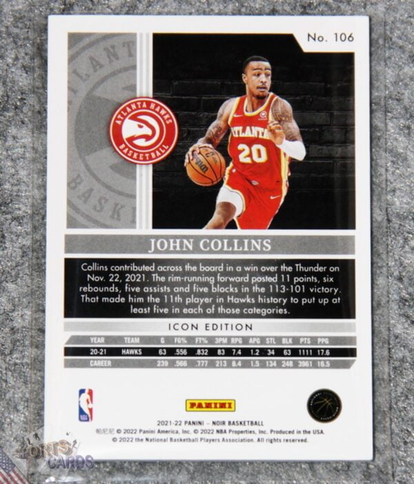 2021-22 John Collins #106 Panini Noir /35-back