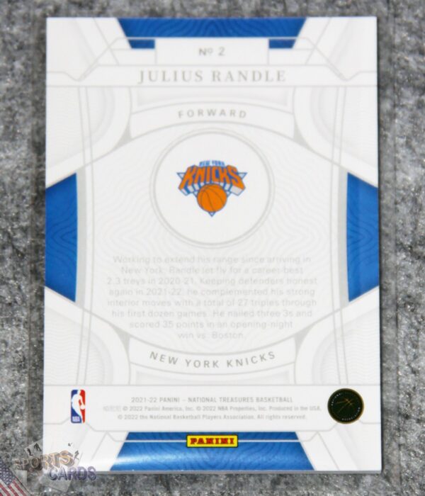 Alternative view of 2021-22 Julius Randle #2 Panini National Treasures /99