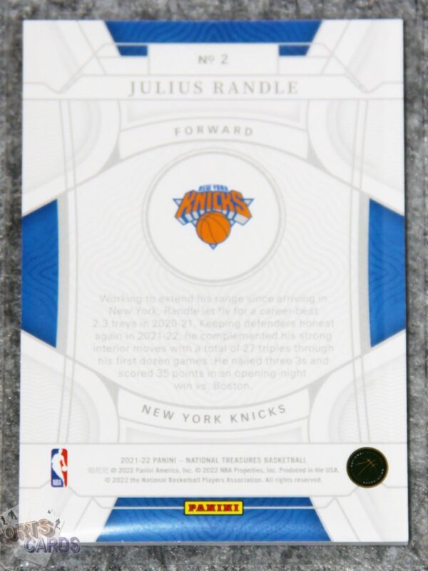 2021-22 Julius Randle #2 Panini National Treasures /99-back