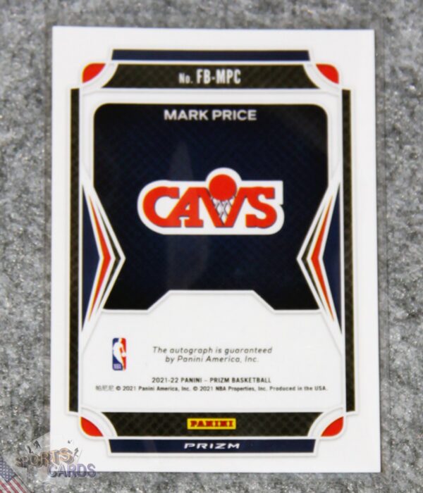 2021-22 Mark Price #FB-MPC Panini Prizm Fast Break Silver Disco Auto-back
