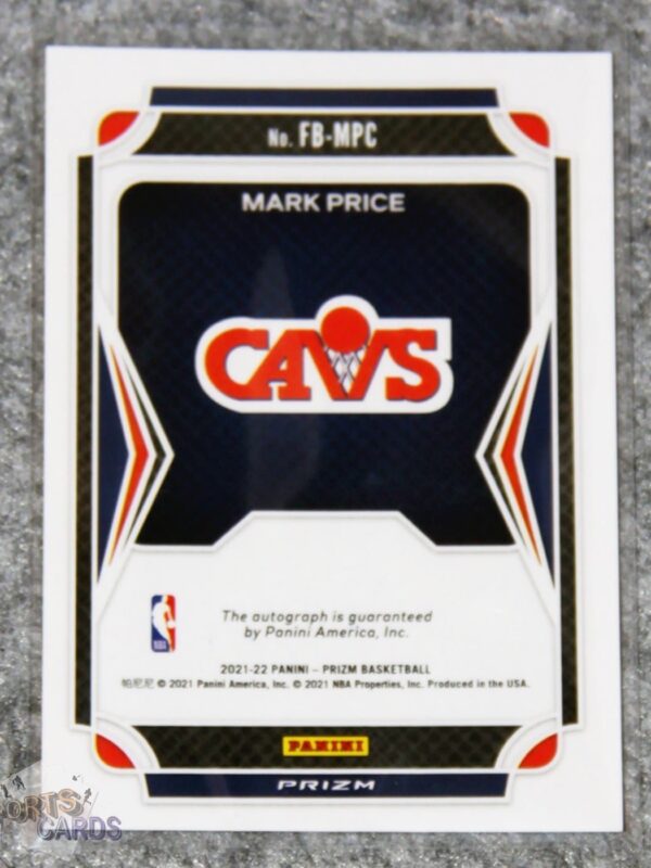 Alternative view of 2021-22 Mark Price #FB-MPC Panini Prizm Fast Break Silver Disco Auto
