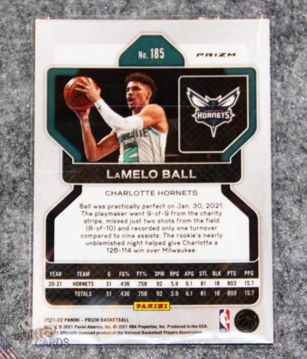 2021-22 LaMelo Ball #185 Panini Prizm Silver Prizm-back
