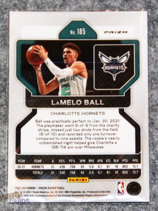 Alternative view of 2021-22 LaMelo Ball #185 Panini Prizm Silver Prizm