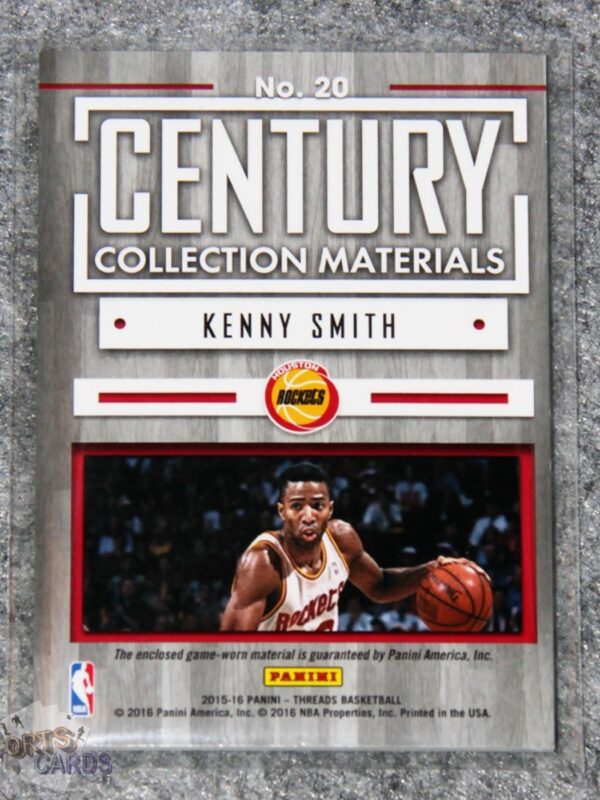 2015-16 Kenny Smith #20 Panini Threads Century Collection Materials /10-back
