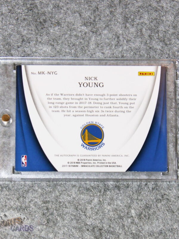 2017-18 Nick Young #MK-NYG Panini Immaculate Modern Marks Autograph /99-back
