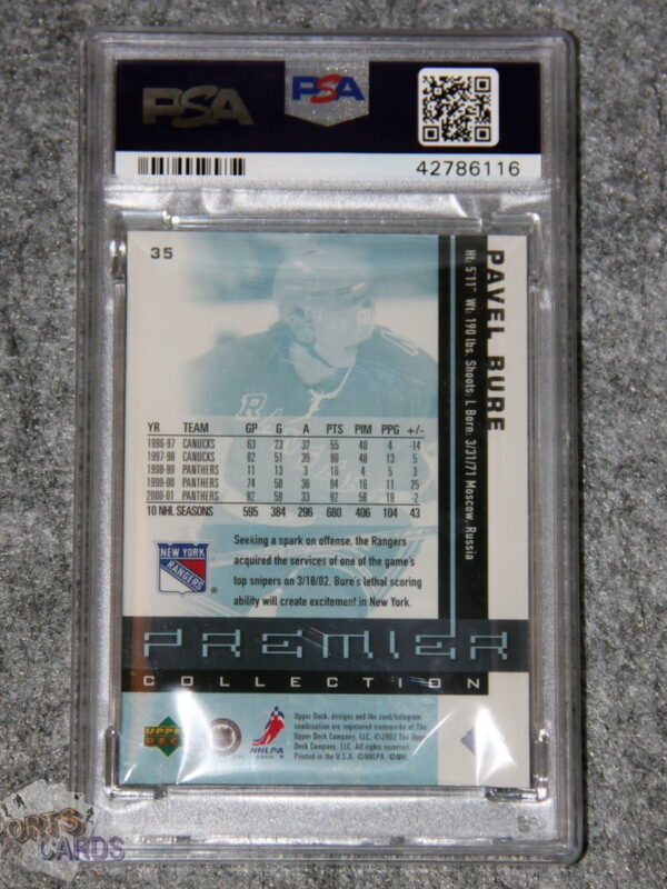 Alternative view of 2001-02 Pavel Bure #35 Upper Deck Premier Collection /399 PSA 9 MINT POP 2