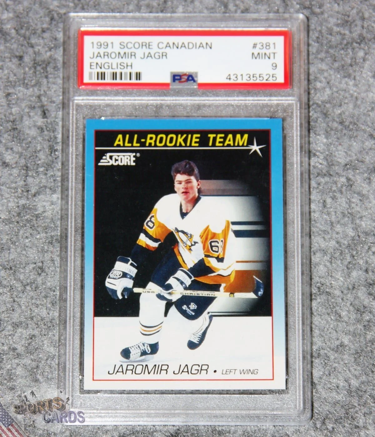 1991-92 Jaromir Jagr #381 Score Canadian English All-Rookie Team PSA 9 MINT POP 3-front