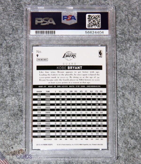 Alternative view of 2013-14 Kobe Bryant #9 Panini NBA Hoops PSA 9 MINT